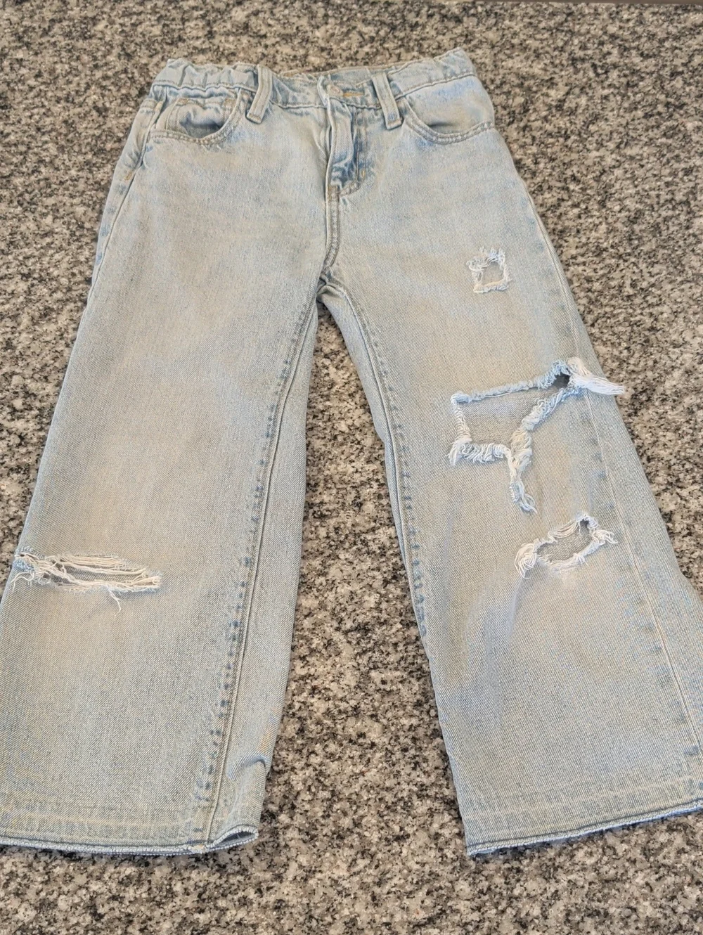 Old Navy Light Blue Distressed Wide-Leg Kids Jeans